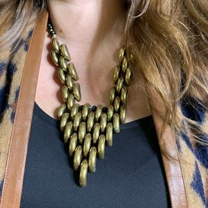 Vintage Detroit gold black wood necklace